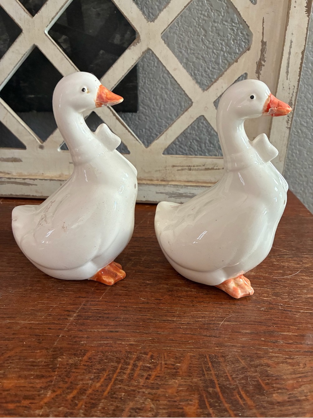 White Ceramic Goose Salt and Pepper Shaker Set